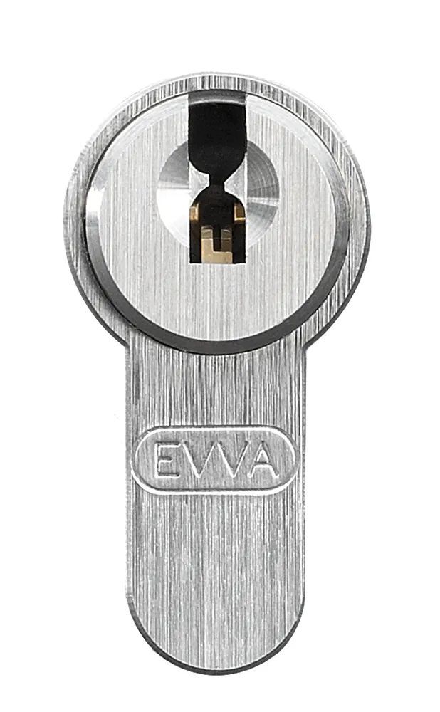Цилиндровый механизм EVVA ICS ключ/шток 92 мм. (61+31) матовый никель (личинка замка, сердцевина, секретка, врезной, цилиндр)