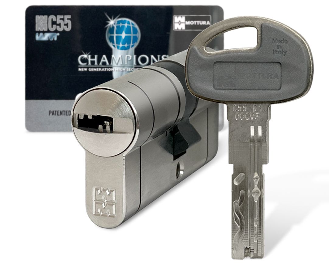 Цилиндровый механизм MOTTURA C55 67 мм. (36+31Ш) ключ/шток, никель (личинка замка, сердцевина, секретка, врезной, цилиндр)