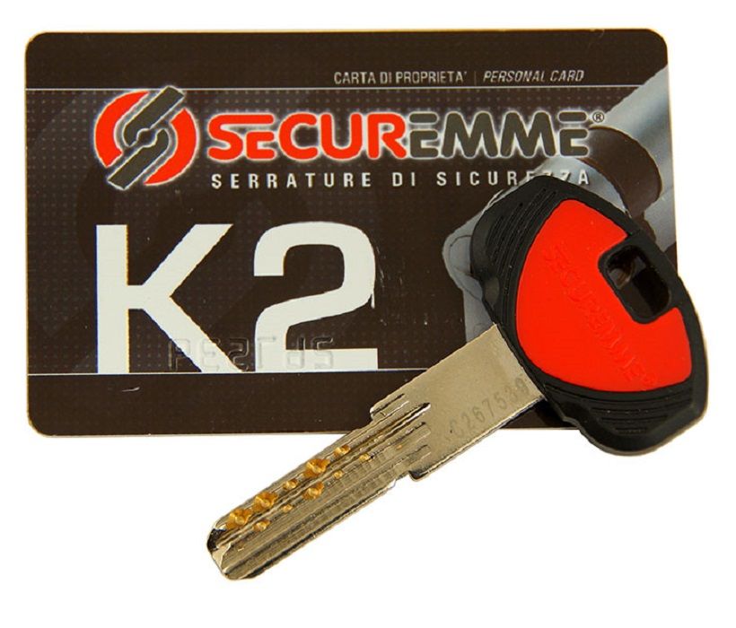 Цилиндровый механизм SECUREMME K2 ключ/ключ 90 мм. (45+45) матовый никель (личинка замка, сердцевина, секретка, врезной, цилиндр)
