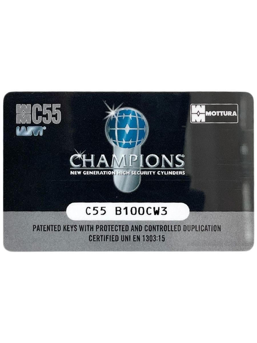 Цилиндровый механизм MOTTURA C55 82 мм. (41+41) ключ/вертушка, никель (личинка замка, сердцевина, секретка, врезной, цилиндр)