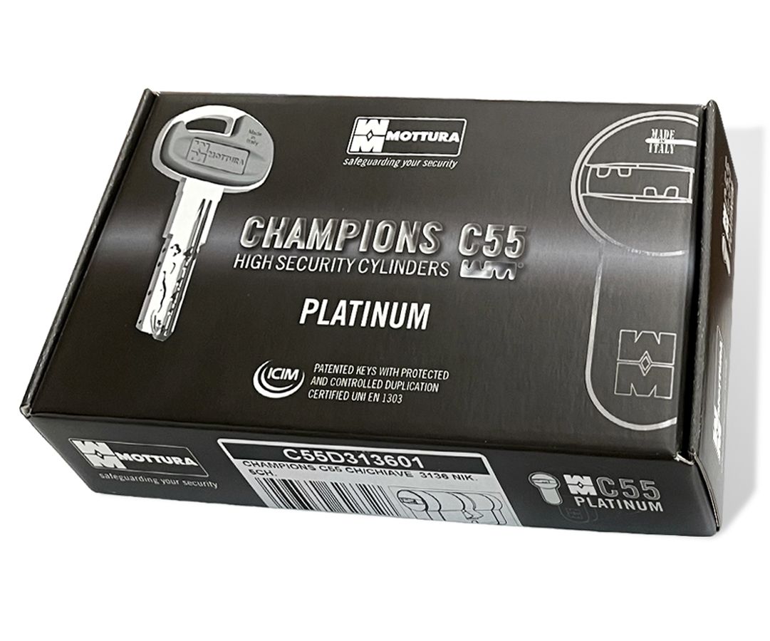 Цилиндровый механизм MOTTURA C55 102 мм. (46+56) ключ/вертушка, никель (личинка замка, сердцевина, секретка, врезной, цилиндр)
