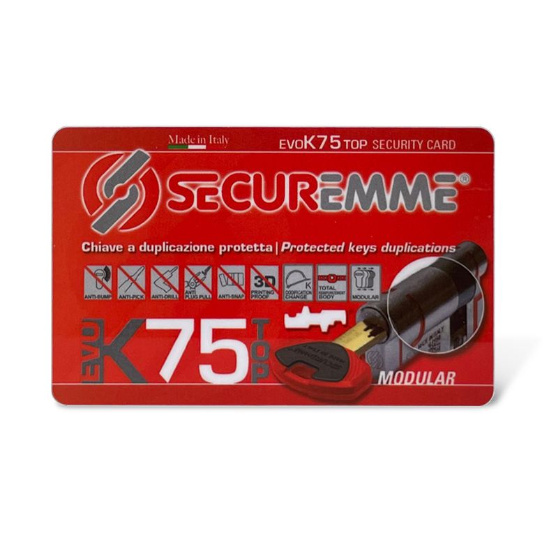 Цилиндровый механизм SECUREMME EVO К75 TOP MODULARE ключ/вертушка 62 мм. (31+31В) никель (личинка замка, сердцевина, секретка, врезной, цилиндр)