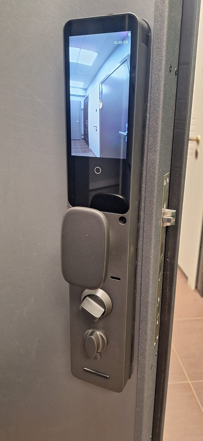 Смарт-замок RIVALE C-1 на входную дверь, Face ID, со сканером для распознавания отпечатка пальцев и смарт картой
